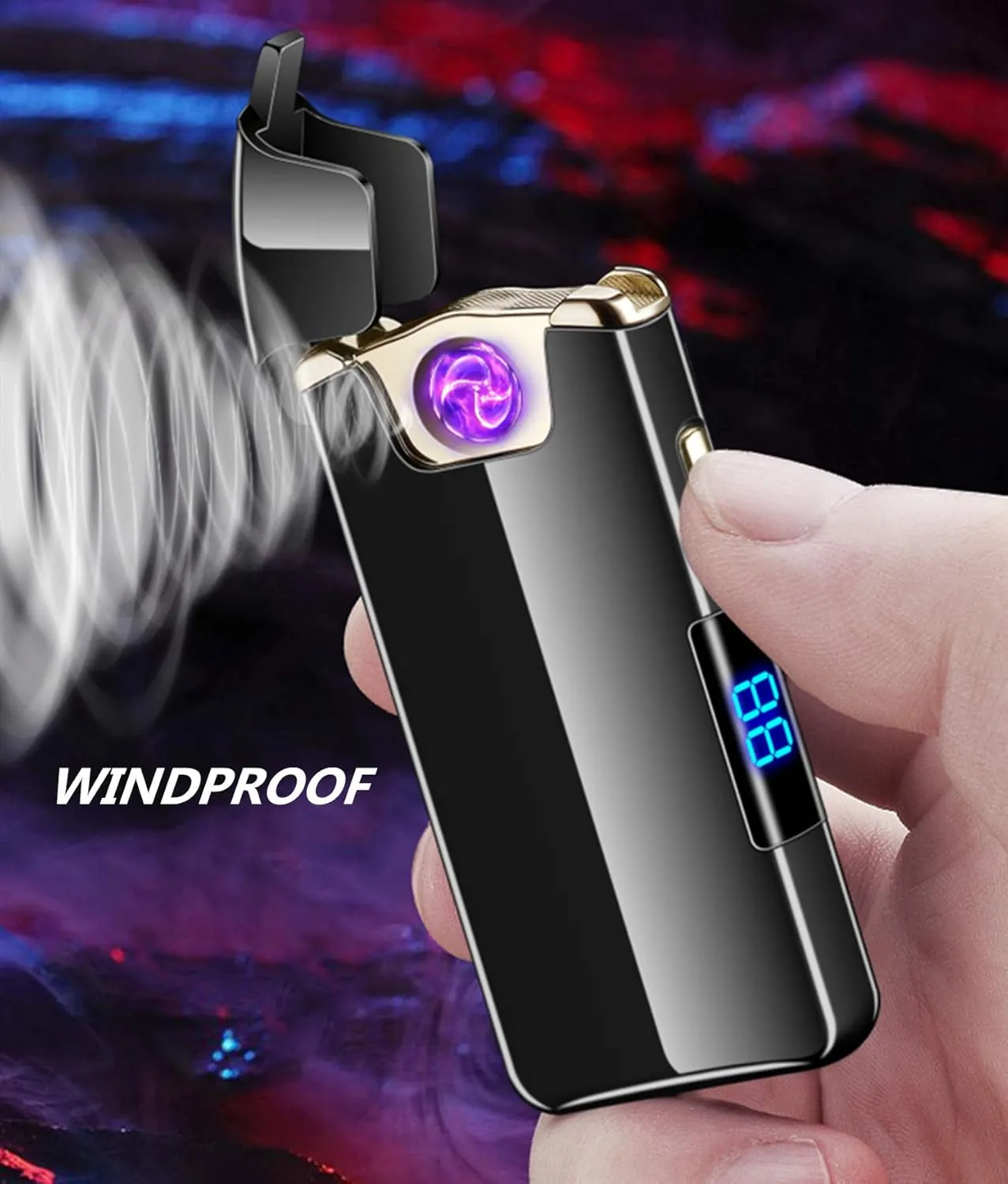 Magic Arc Electric Lighter Flameless Windproof Lighter USB Rechargeable Smart Lighter Best Gift for You (Black)