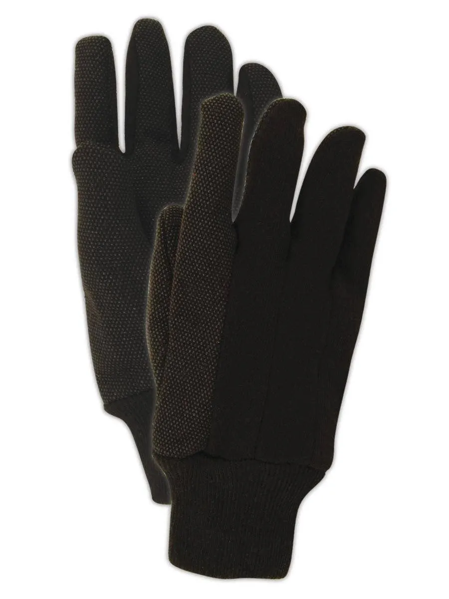 MAGID MultiMaster PVC Dotted Jersey Gloves with Knit Wrist, 12 Pairs, PVC Dotted Palm, One Size, Natural Brown, T92P