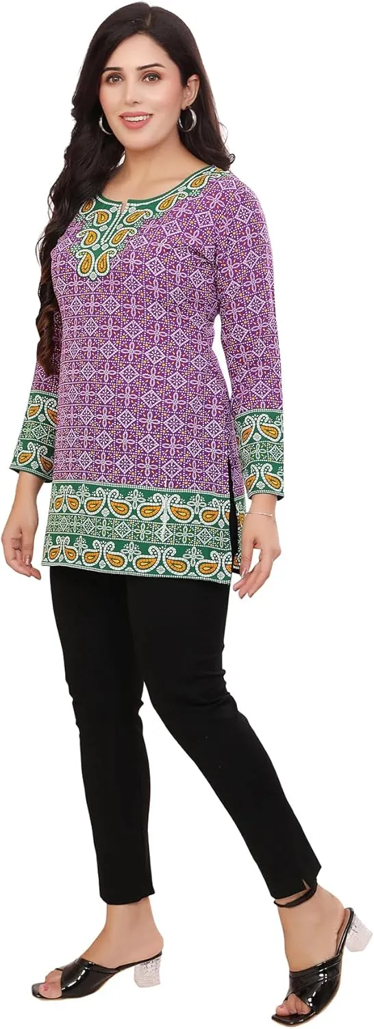 Maple Clothing Short Kurti Indian Tunic Top Women's Printed India Apparel Outfit