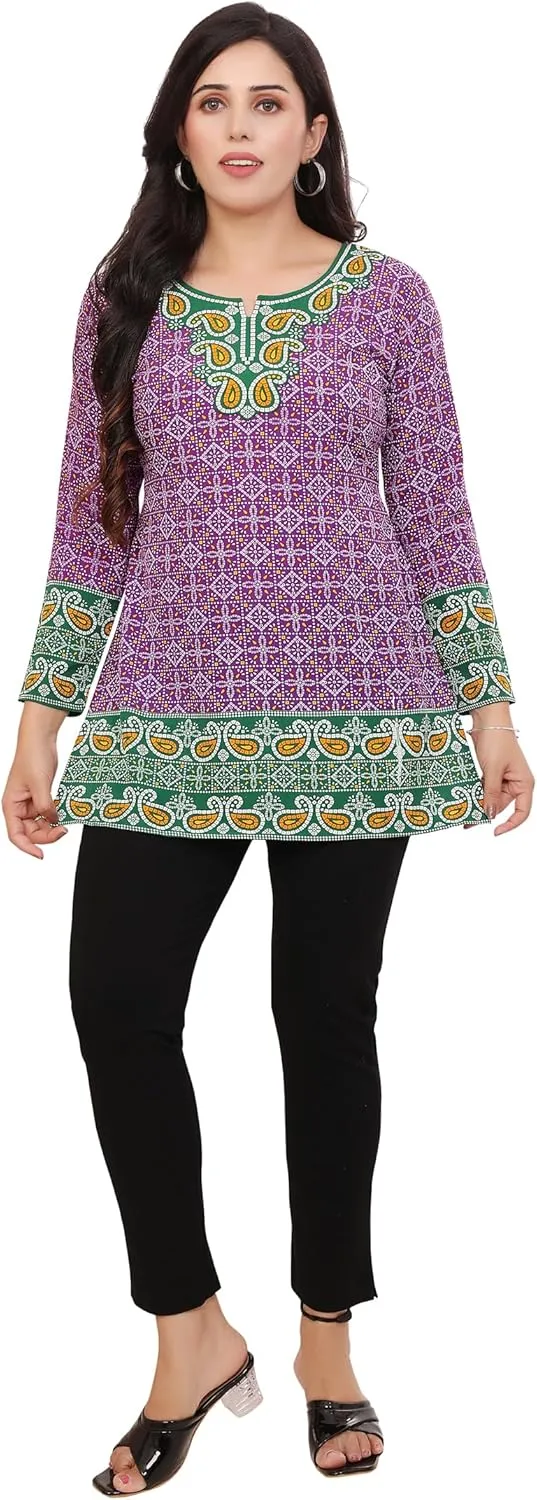Maple Clothing Short Kurti Indian Tunic Top Women's Printed India Apparel Outfit