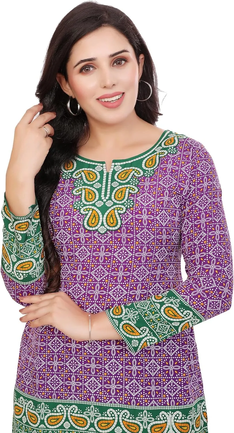 Maple Clothing Short Kurti Indian Tunic Top Women's Printed India Apparel Outfit