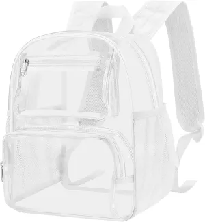 MAY TREE Small Clear Backpack Stadium Approved for Women and Men Clear Bag for Stadium Events Concert Sporting Festival, White