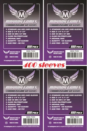 Mayday Games 7040 Clear Sleeves 56x87mm Standard USA Game Size (4x100 Pack, 400 sleeves)