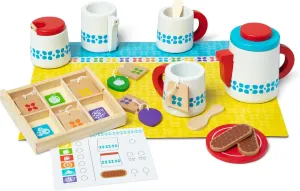 Melissa & Doug 20-Piece Steep and Serve Wooden Tea Set - Play Food and Kitchen Accessories Play Tea Set, Pretend Toy For Kids Ages 3 