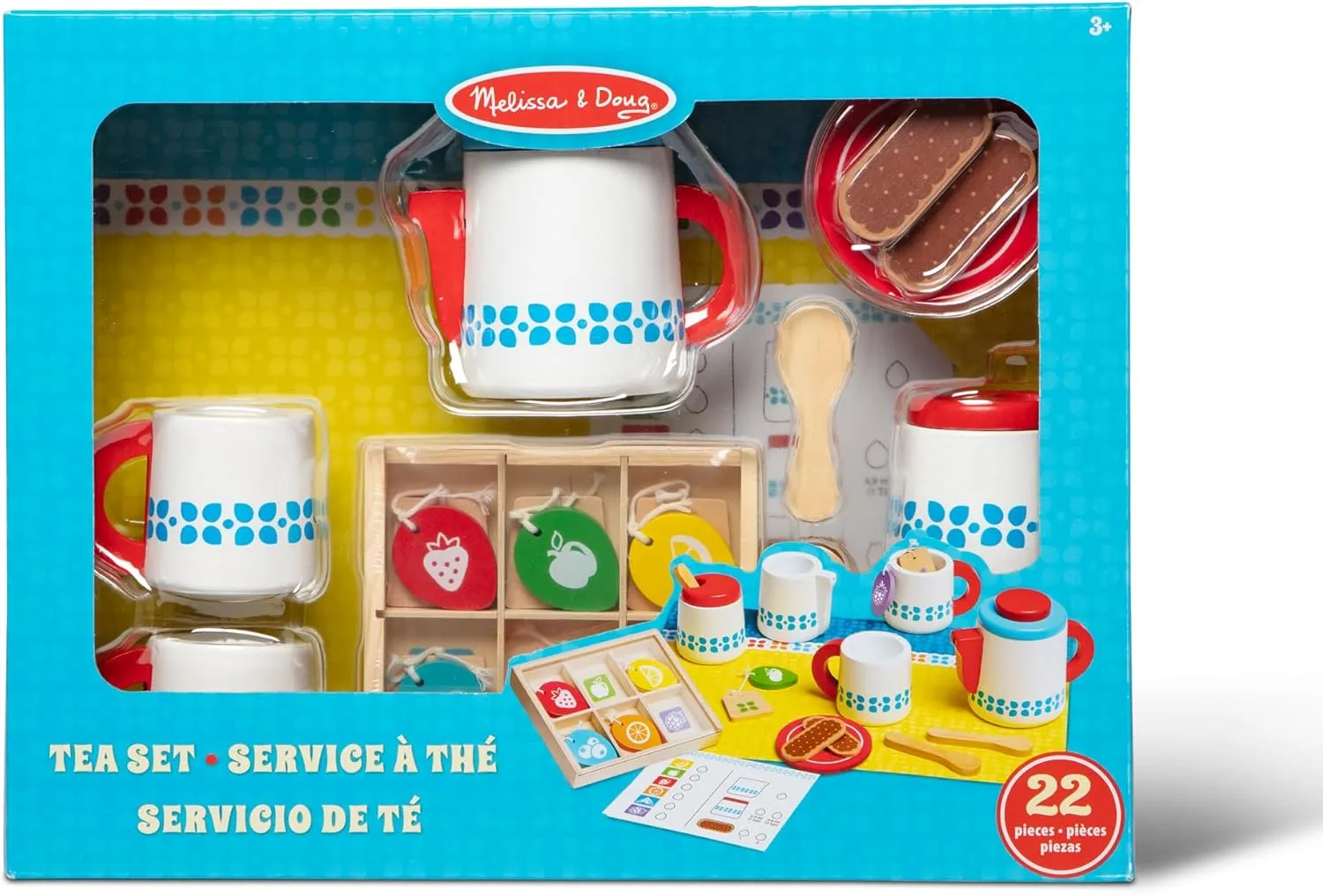 Melissa & Doug 20-Piece Steep and Serve Wooden Tea Set - Play Food and Kitchen Accessories Play Tea Set, Pretend Toy For Kids Ages 3 
