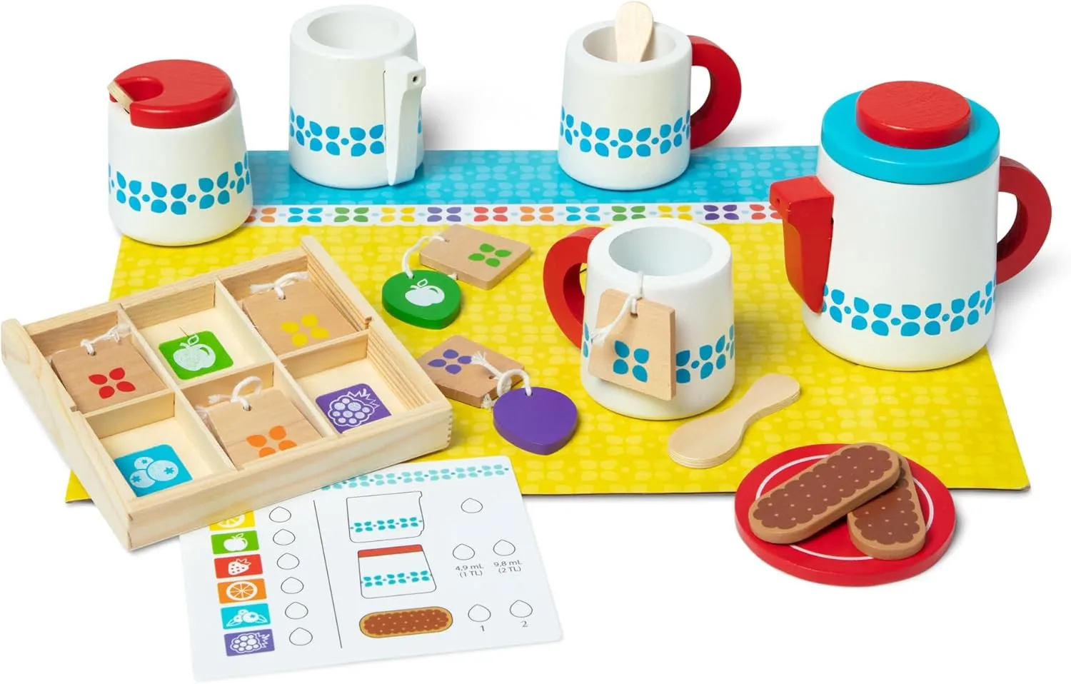 Melissa & Doug 20-Piece Steep and Serve Wooden Tea Set - Play Food and Kitchen Accessories Play Tea Set, Pretend Toy For Kids Ages 3 