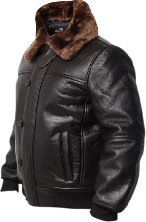 Men A1 Leather Bomber Jacket | Aviator Men's Shearling Coat | Sheepskin Coats for Men | Leather and Sheepskin Aviator Jacket