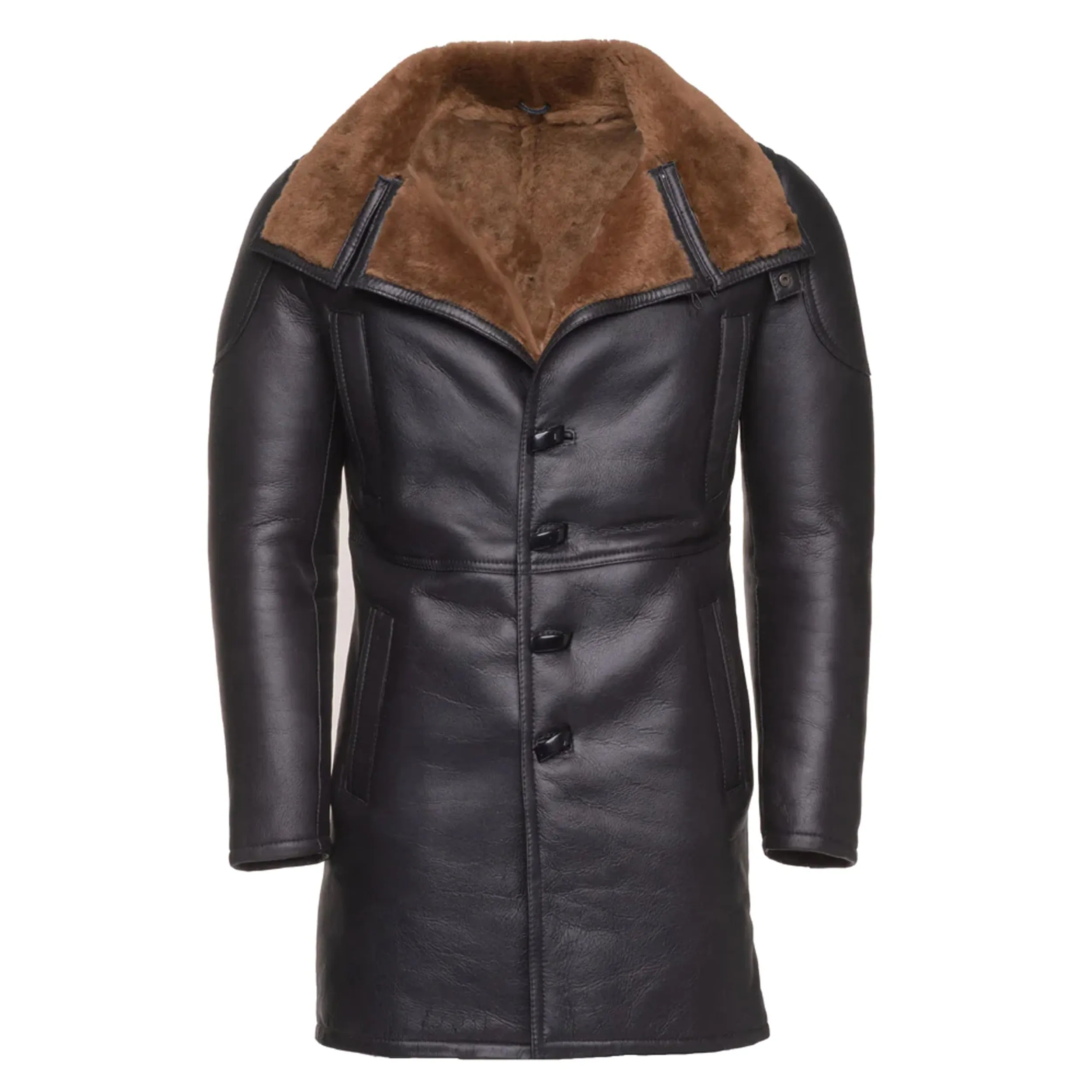 Men B4 RAF Aviator Brown Real Leather bomber Fur Coat