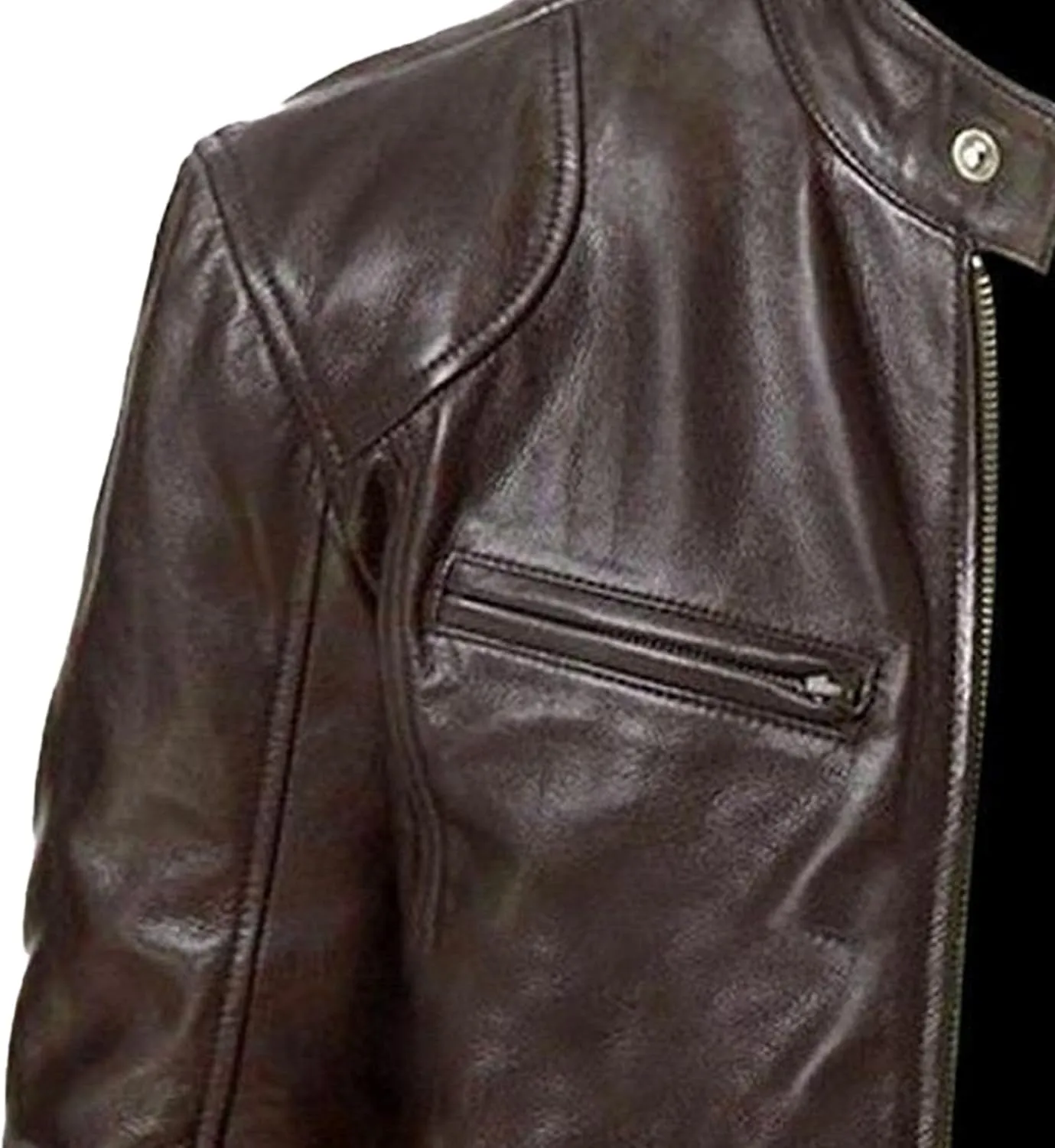 Men Slim Fit Motorcyle Leather Jacket Zip-Up Windbreaker Leather Jackets Lightweight PU Biker Vintage Coat