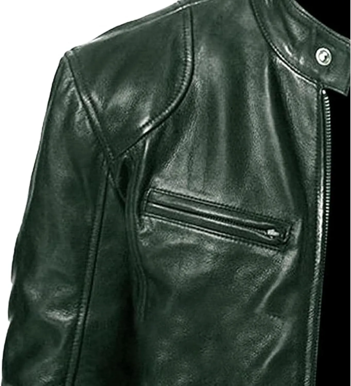 Men Slim Fit Motorcyle Leather Jacket Zip-Up Windbreaker Leather Jackets Lightweight PU Biker Vintage Coat