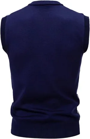 Men's Argyle Vest Sweater Plus Size V Neck Sleeveless Pullover Sweaters Fashion Slim Fit Thermal Knitwear Tank Tops