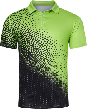 Mens Golf Shirts Short Sleeve Dry Fit Athletic Moisture Wicking Golf Polo Performance Printed Collared Polos