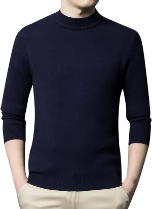 Mens Pull Over Sweater Slim Fit Warm Turtleneck Thick Jumper Basic Long Sleeve Knitted Tops Underwear Big and Tall