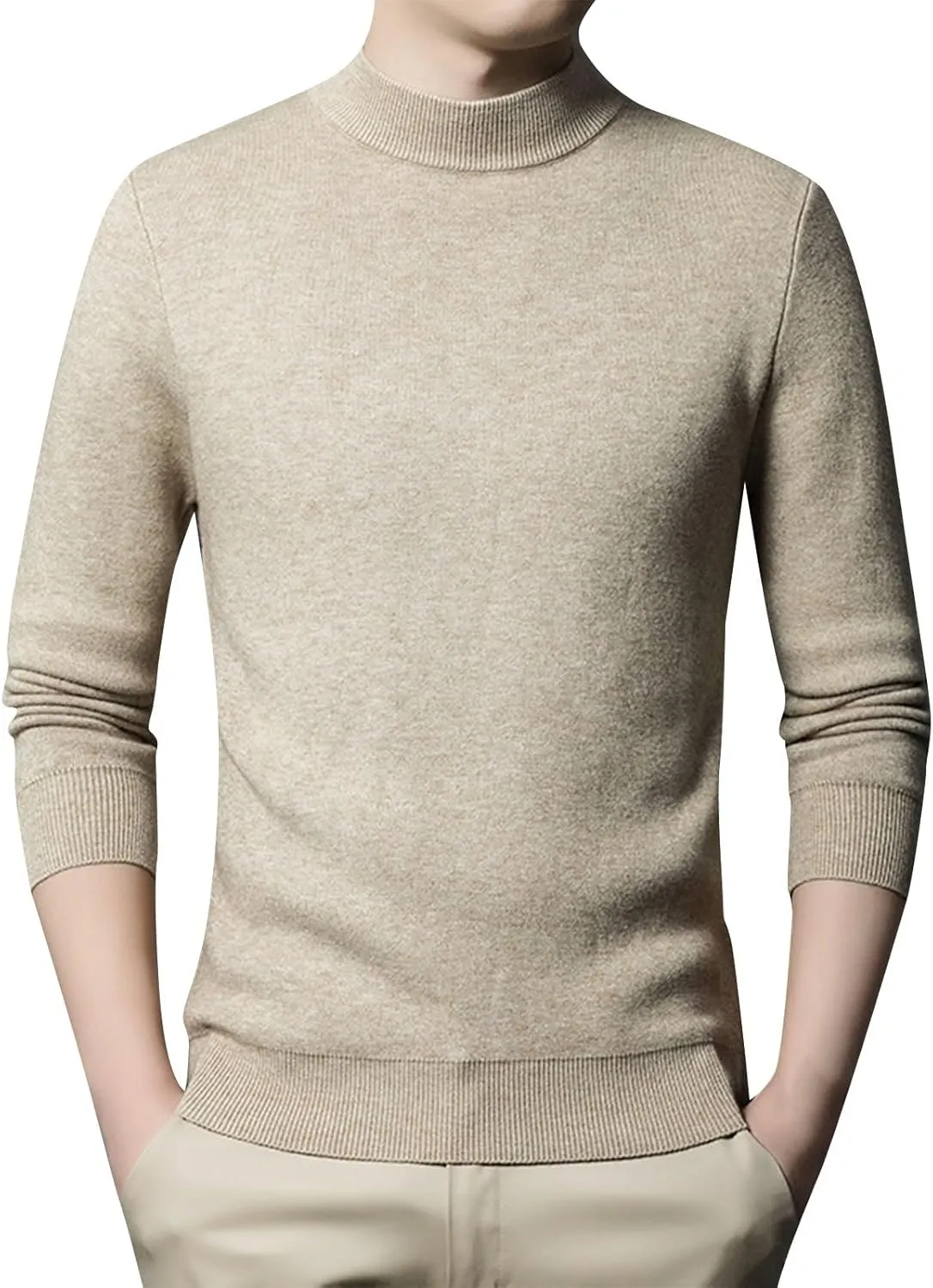 Mens Pull Over Sweater Slim Fit Warm Turtleneck Thick Jumper Basic Long Sleeve Knitted Tops Underwear Big and Tall