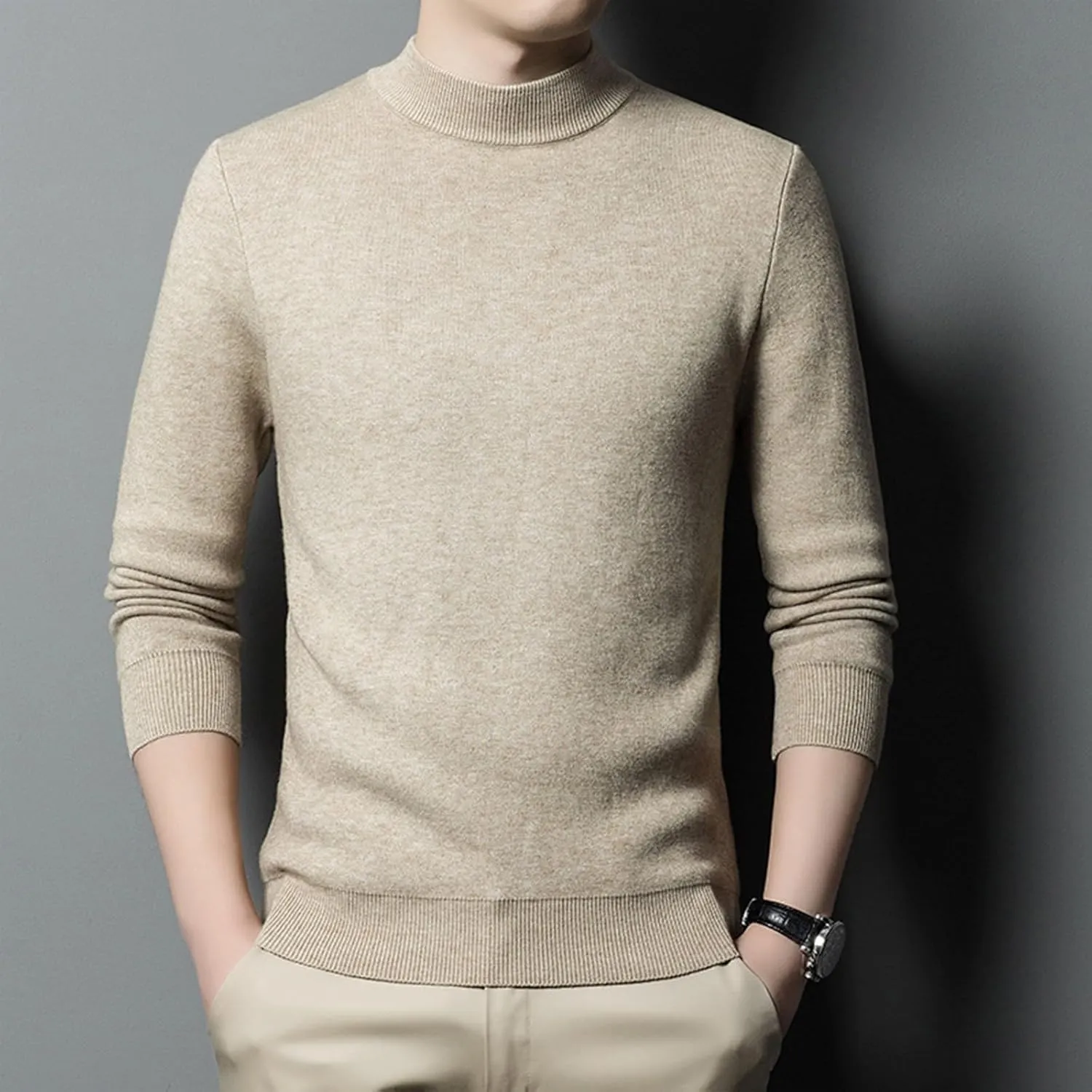 Mens Pull Over Sweater Slim Fit Warm Turtleneck Thick Jumper Basic Long Sleeve Knitted Tops Underwear Big and Tall