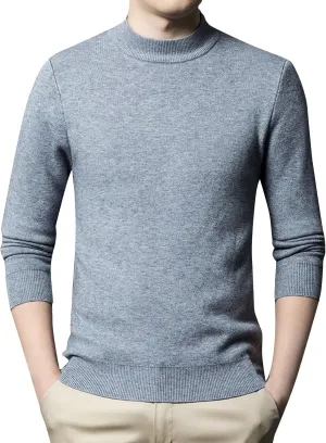 Mens Pull Over Sweater Slim Fit Warm Turtleneck Thick Jumper Basic Long Sleeve Knitted Tops Underwear Big and Tall