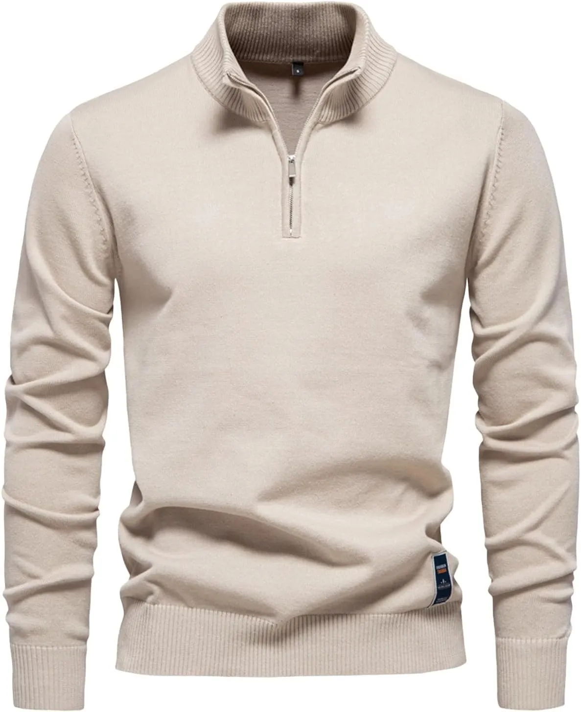 Men's Quarter Zip Sweater Slim Fit Casual Outdoor Lightweight Pullover Sweater Mock Neck Polo Sweaters