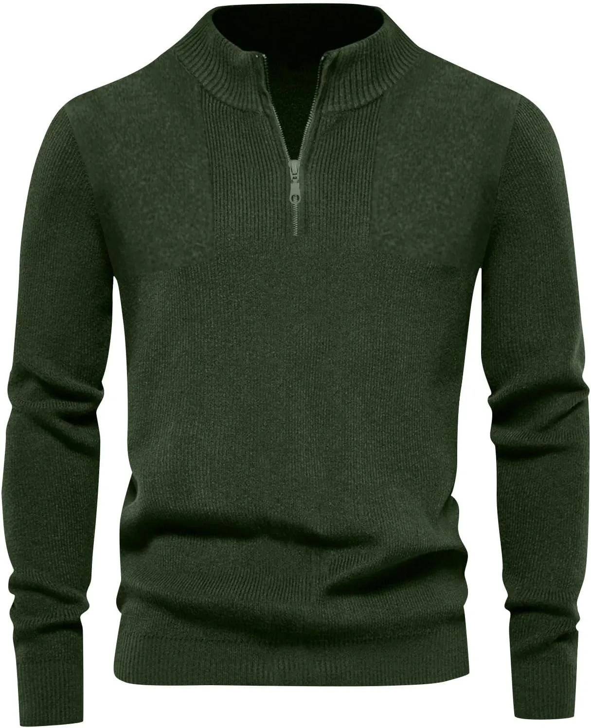 Men's Quarter Zip Sweater Waffle Knit Sweater Casual Fall Winter Polo Casual Knitted Loose Fit Oversize Sweater