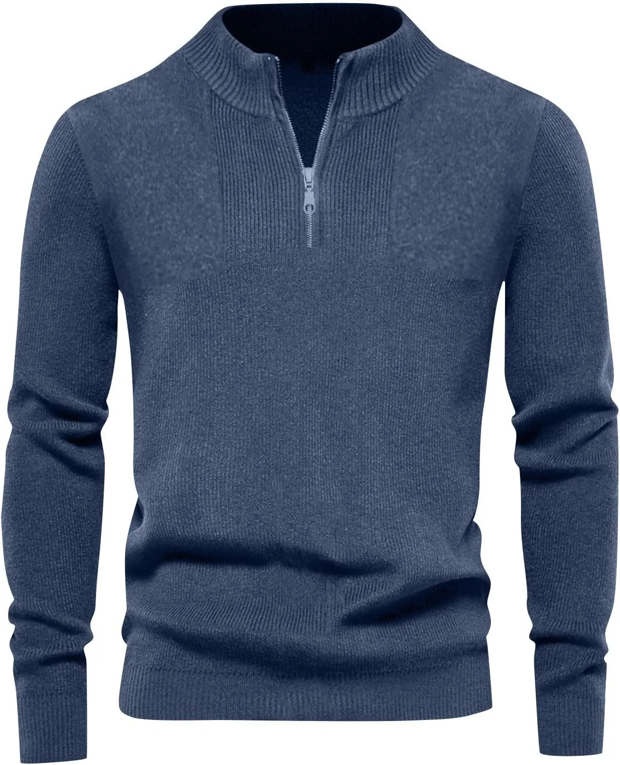 Men's Quarter Zip Sweater Waffle Knit Sweater Casual Fall Winter Polo Casual Knitted Loose Fit Oversize Sweater