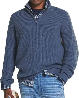 Men's Quarter Zip Sweater Waffle Knit Sweater Casual Fall Winter Polo Casual Knitted Loose Fit Oversize Sweater