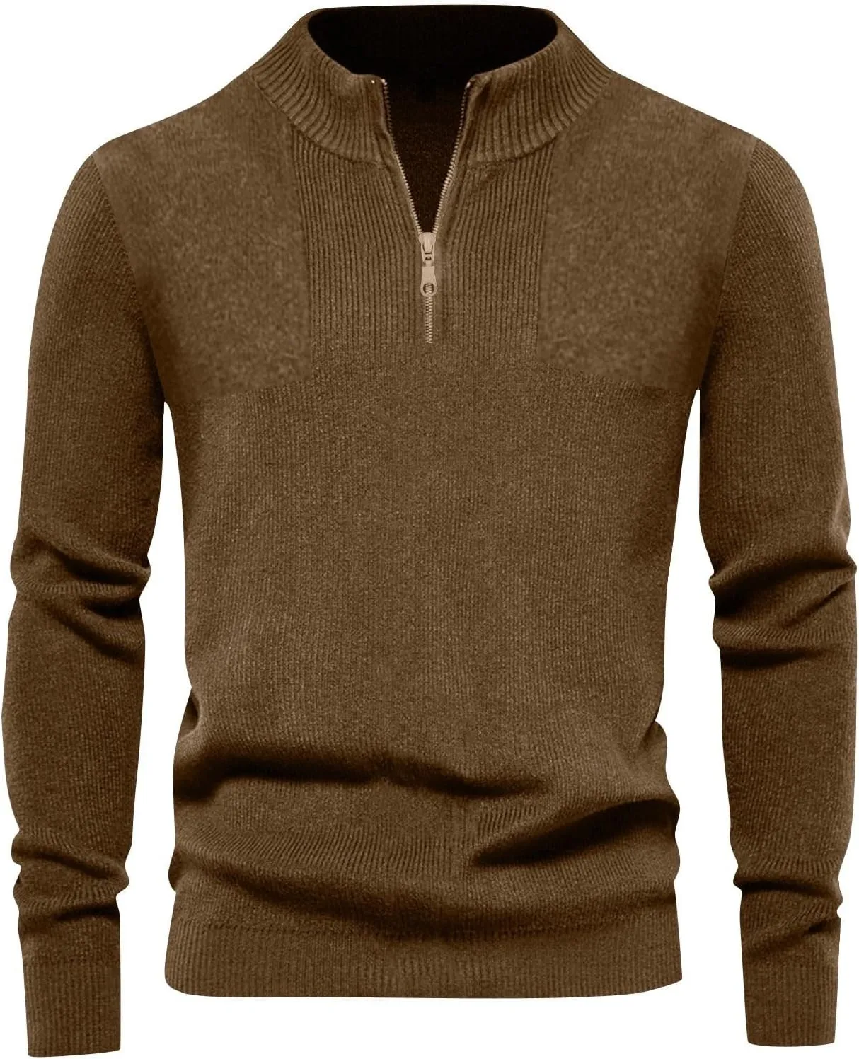 Men's Quarter Zip Sweater Waffle Knit Sweater Casual Fall Winter Polo Casual Knitted Loose Fit Oversize Sweater