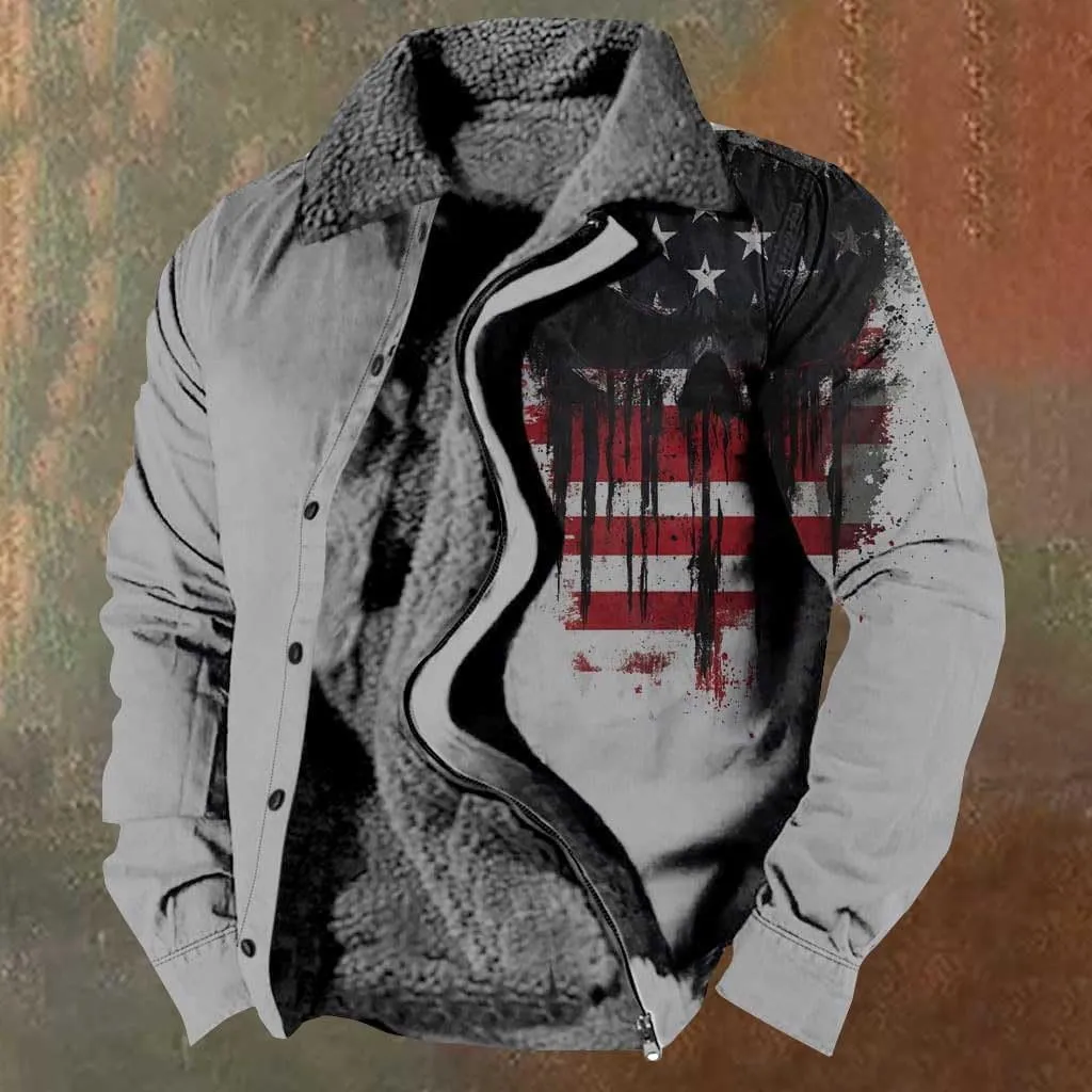 Men's Sherpa Lined Jacket Plus Size Heavyweight Fleece Lined Thermal Coat Casual Long Sleeve Zip Up Trucker Outerwear