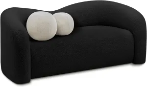 Meridian Furniture 186Black-L Kali Collection Modern | Contemporary Loveseat with Soft Black Faux Shearling Teddy Fabric, Curved Back, 62" W x 33" D x 27" H, Black