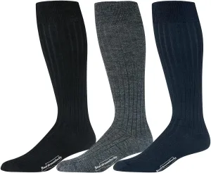 Merino Wool Dress Socks for Men – Over-the-Calf, Ribbed Wool Dress Socks for Size 8-12 – Breathable, Reinforced Heel and Toe