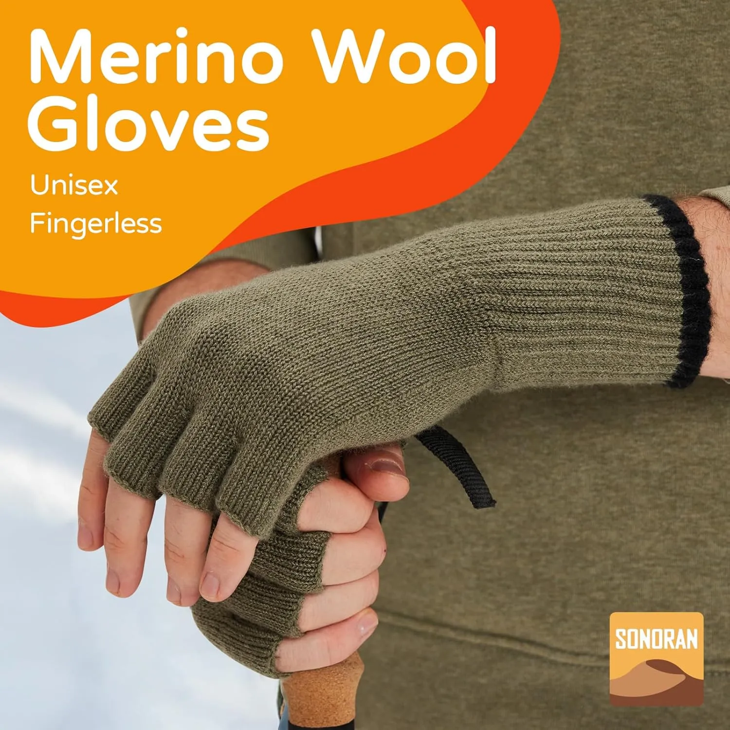 Merino Wool Fingerless Gloves for Men Women Half Finger Gloves Thermal Soft Knit Liner for Hunting Fishing Hiking