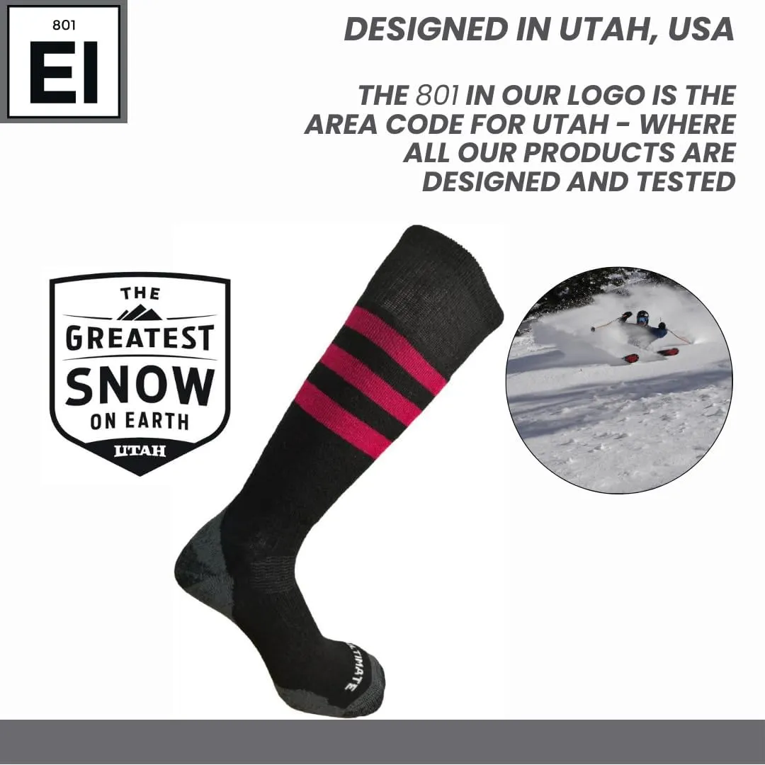 Merino Wool Snowboard Socks for Women - Girls Warm Ski Socks with Cushioning SupportStretch - Midweight
