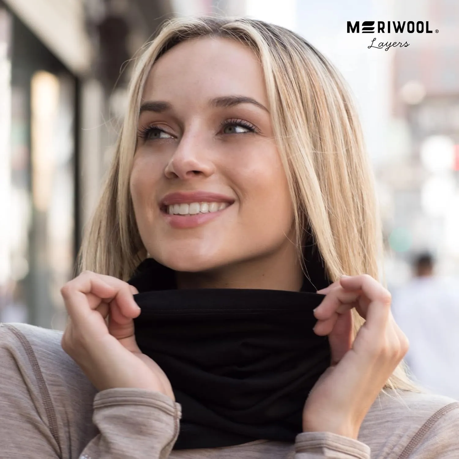 MERIWOOL 100% Merino Wool Ski Neck Gaiter Winter Neck Warmer for Women and Men