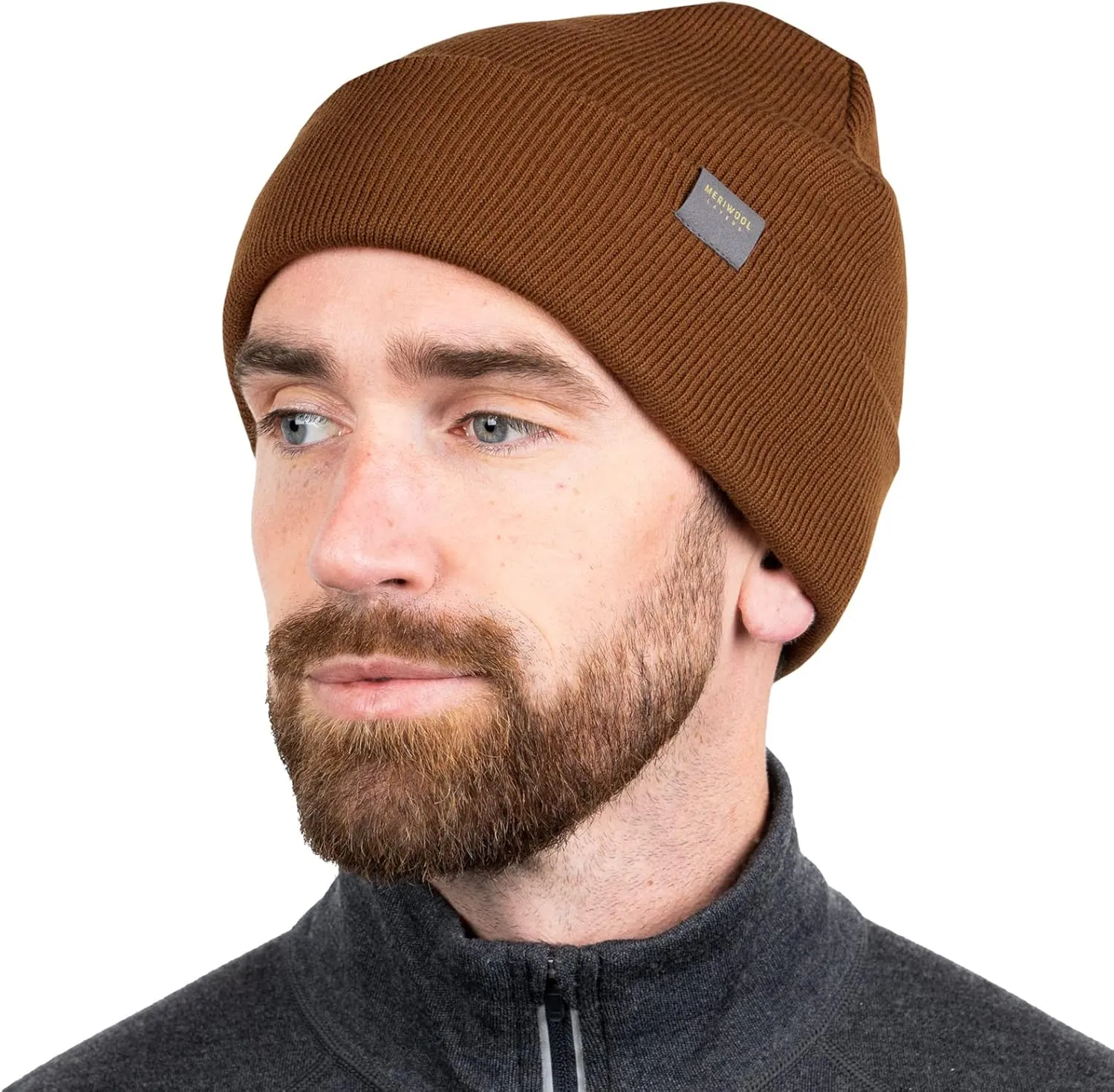 MERIWOOL Beanie for Men and Women - Merino Wool Blend Ribbed Knit Winter Hat