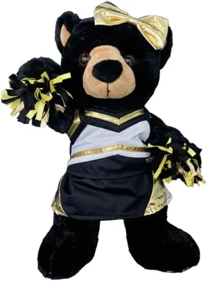 Metallic Gold and Black Cheerleader Outfit Fits 6-10 Inch Stuffed Animals Shiny Mini Cheer Uniform Costume for Dolls, Teddy Bears, Clothing for Kids Dressup, Sports Party Fashion Accessory