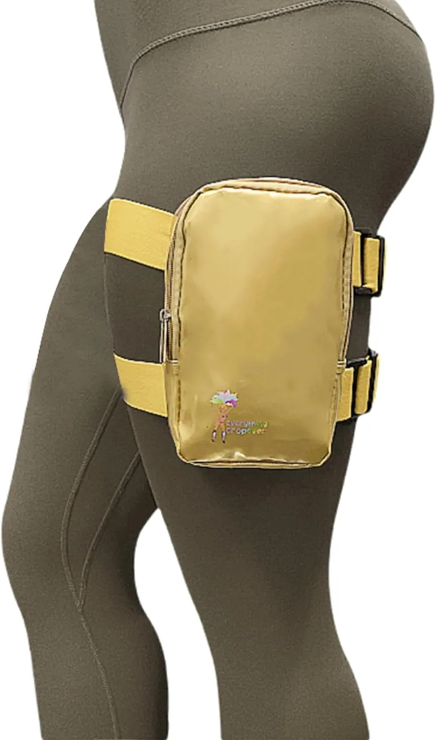 Metallic Thigh Bag | Carnival Leg Harness for Women | Outdoor Waist Pouch | J'ouvert Travel Leg Pack with Adjustable Colored Straps | Gold Metallic