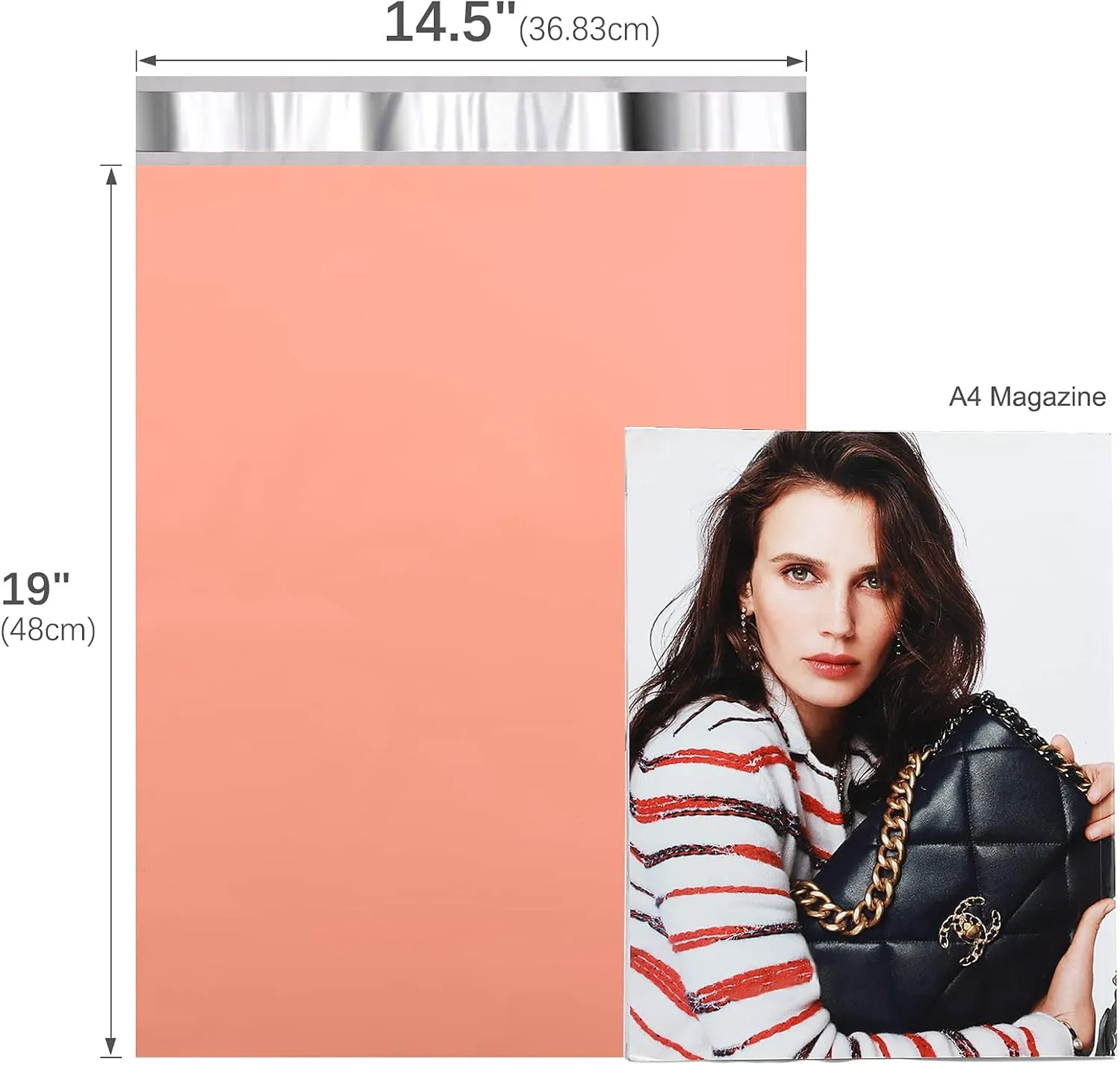 Metronic Poly Mailers 14.5x19 100 Pcs | Medium Size Shipping Bags for Clothes | Large Poly Mailer Bags, Shipping Envelopes, Mailing Bags for Small Business, Strong Adhensive Poly Bags Pink