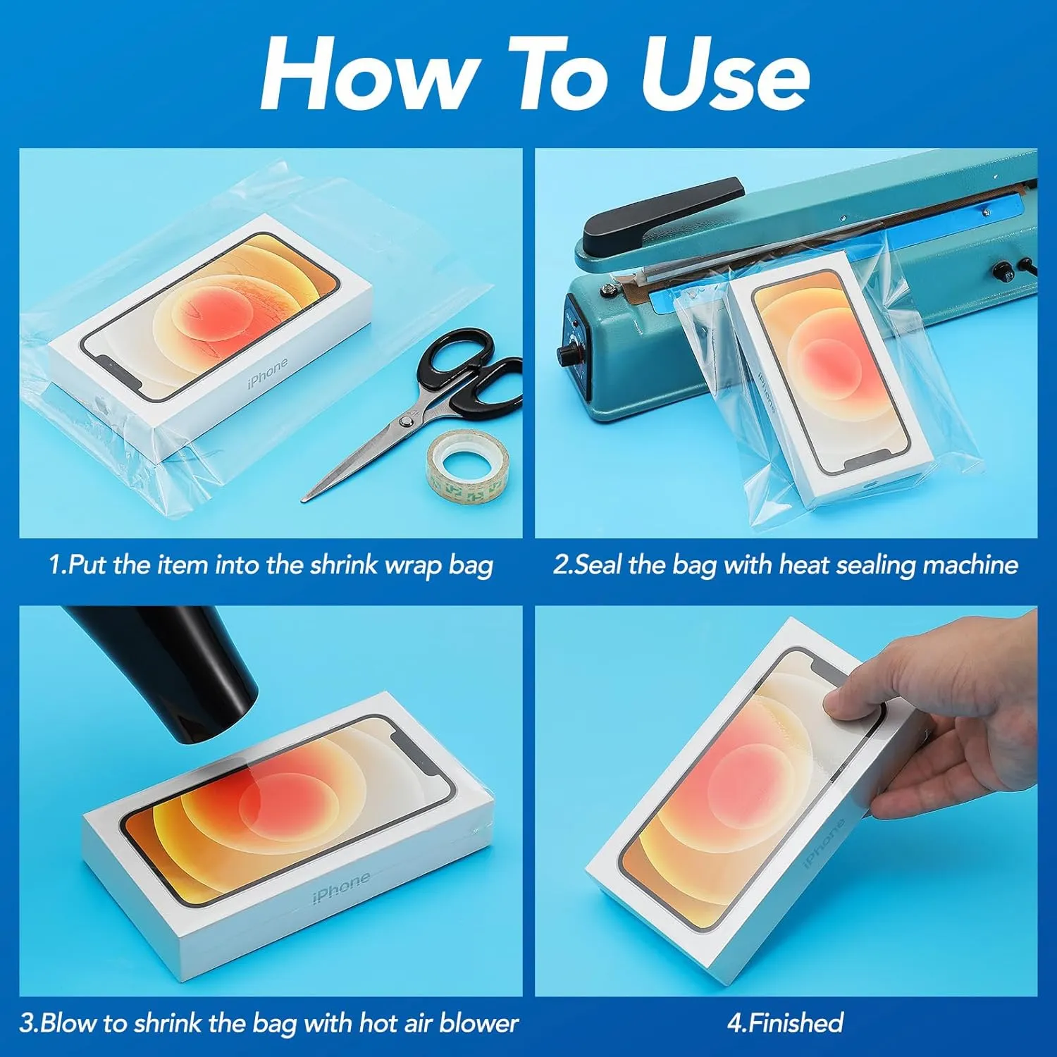 Metronic Shrink Wrap Bags 10x14 Inches 100Pcs, Clear PVC Heat Shrink Wrap Bags for Packagaing Soap, Book, Bath Bombs, DVD/CD, Candles, Jars and Homemade DIY Projects