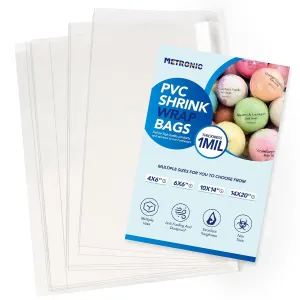 Metronic Shrink Wrap Bags 14x20 Inches 100Pcs, Clear PVC Heat Shrink Wrap Bags for Packagaing Gift Basket,Shoes,Jars and Homemade DIY Projects