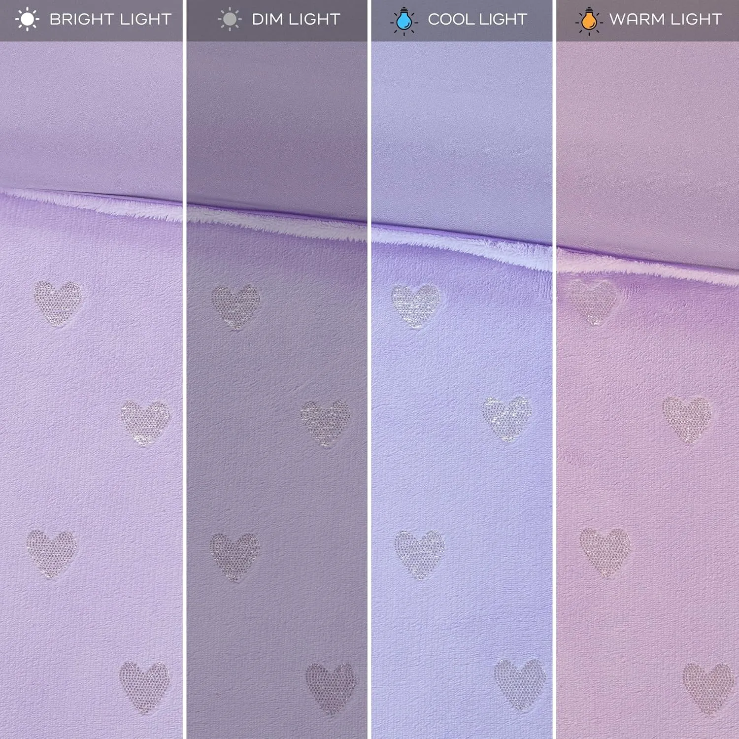 Mi Zone Rosalie Comforter Set for Girls, Ultra-Soft Microlight Plush Metallic Printed Hearts Brushed Reverse Overfilled Down Alternative Hypoallergenic All Season, Twin/Twin XL, Purple/Silver, 3 Piece