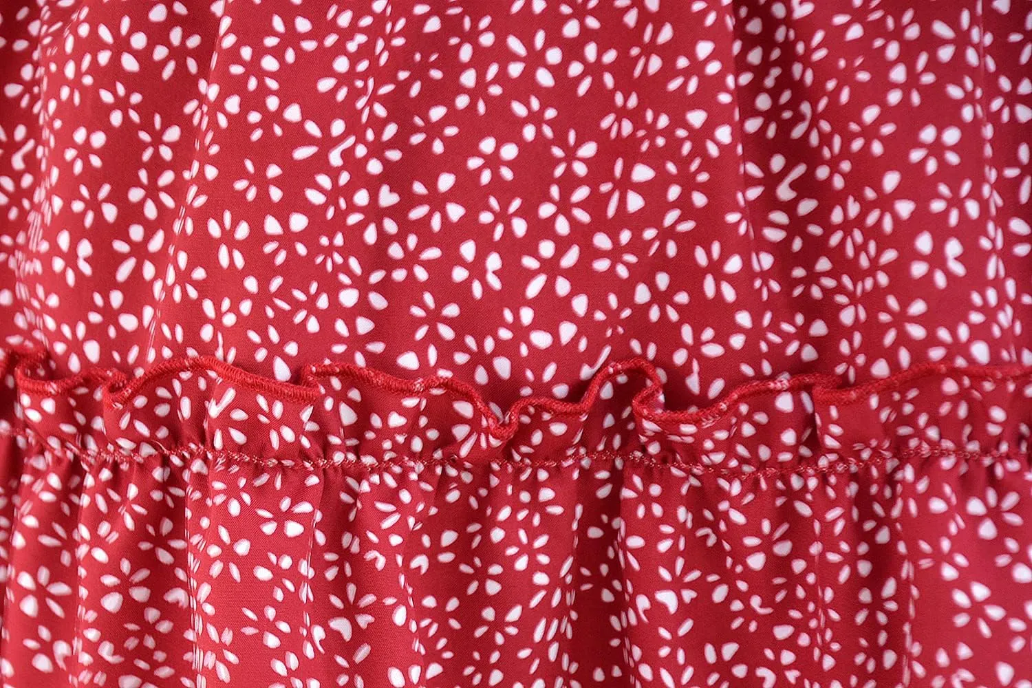 Mingnos Women's Cute Layered Ruffle Floral Printed High Waisted A-line Mini Skirt with Drawstring Décor