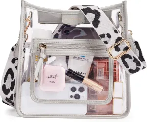 Missnine Clear Crossbody Bags for Women Stadium Approved Clear Purse for Concert Transparent Plastic Bag with Guitar Strap