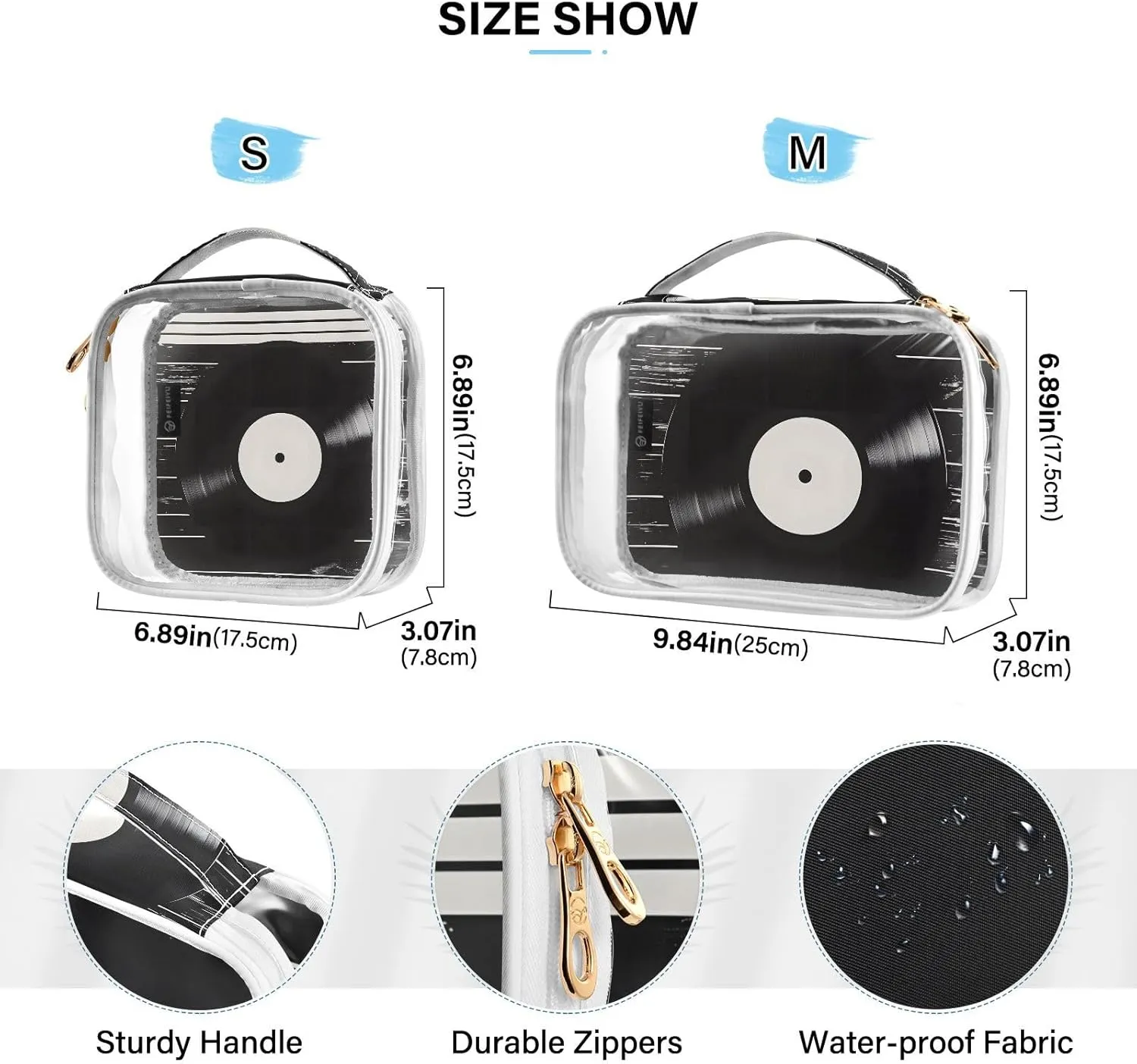 MNSRUU Clear Makeup Bags Disk Toiletry Bag for Women 2 PCS Waterproof Clear Bags Clear Travel Toiletry Bag Small Cosmetic Makeup Bag, Carry on Airport Airline Compliant Bag
