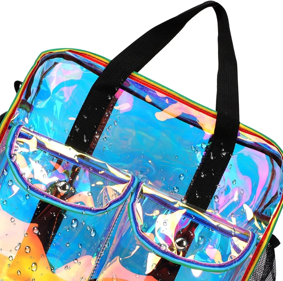 MOFASVIGI Clear Bag Stadium Approved Transparent Waterproof Clear Tote Bags for Work, Sports Games, Concerts,Travel-12 x12 x6