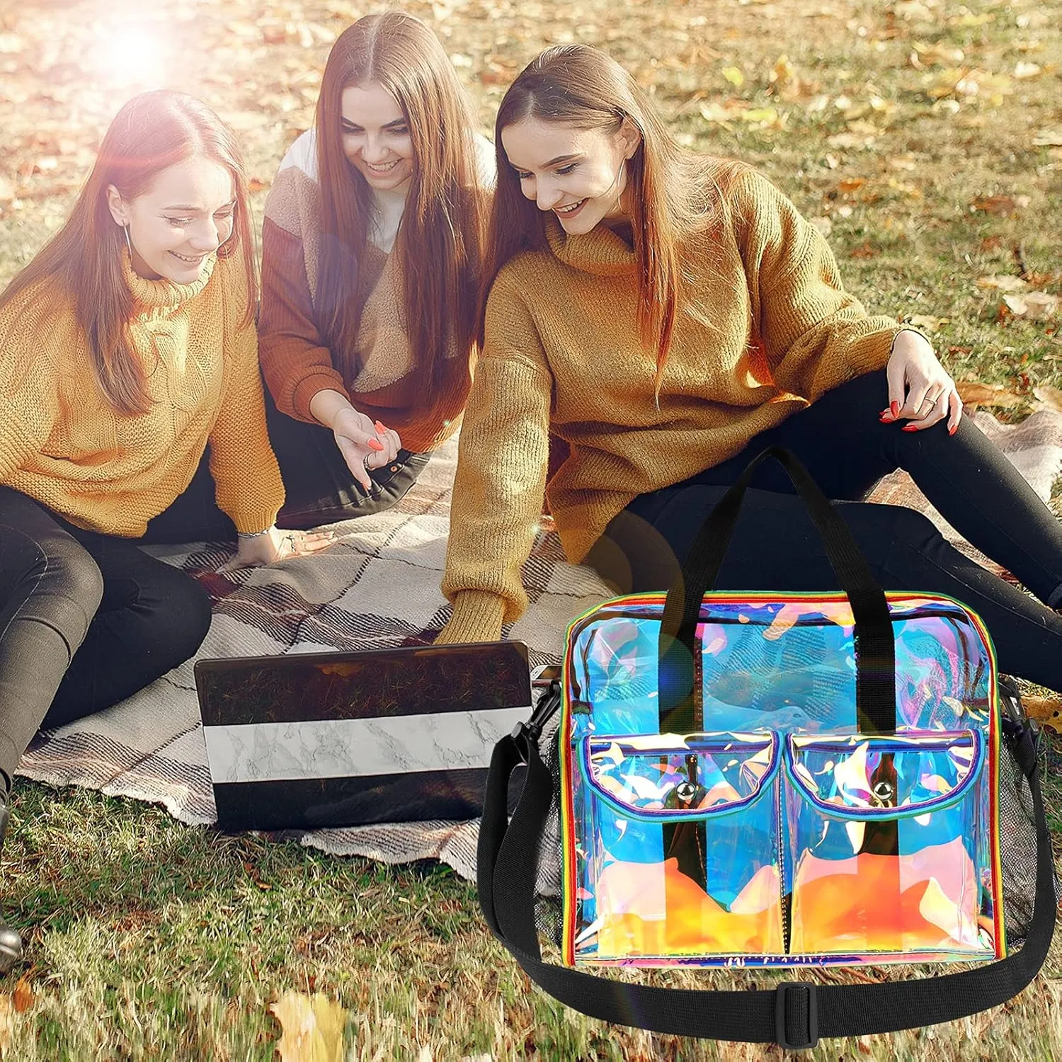 MOFASVIGI Clear Bag Stadium Approved Transparent Waterproof Clear Tote Bags for Work, Sports Games, Concerts,Travel-12 x12 x6