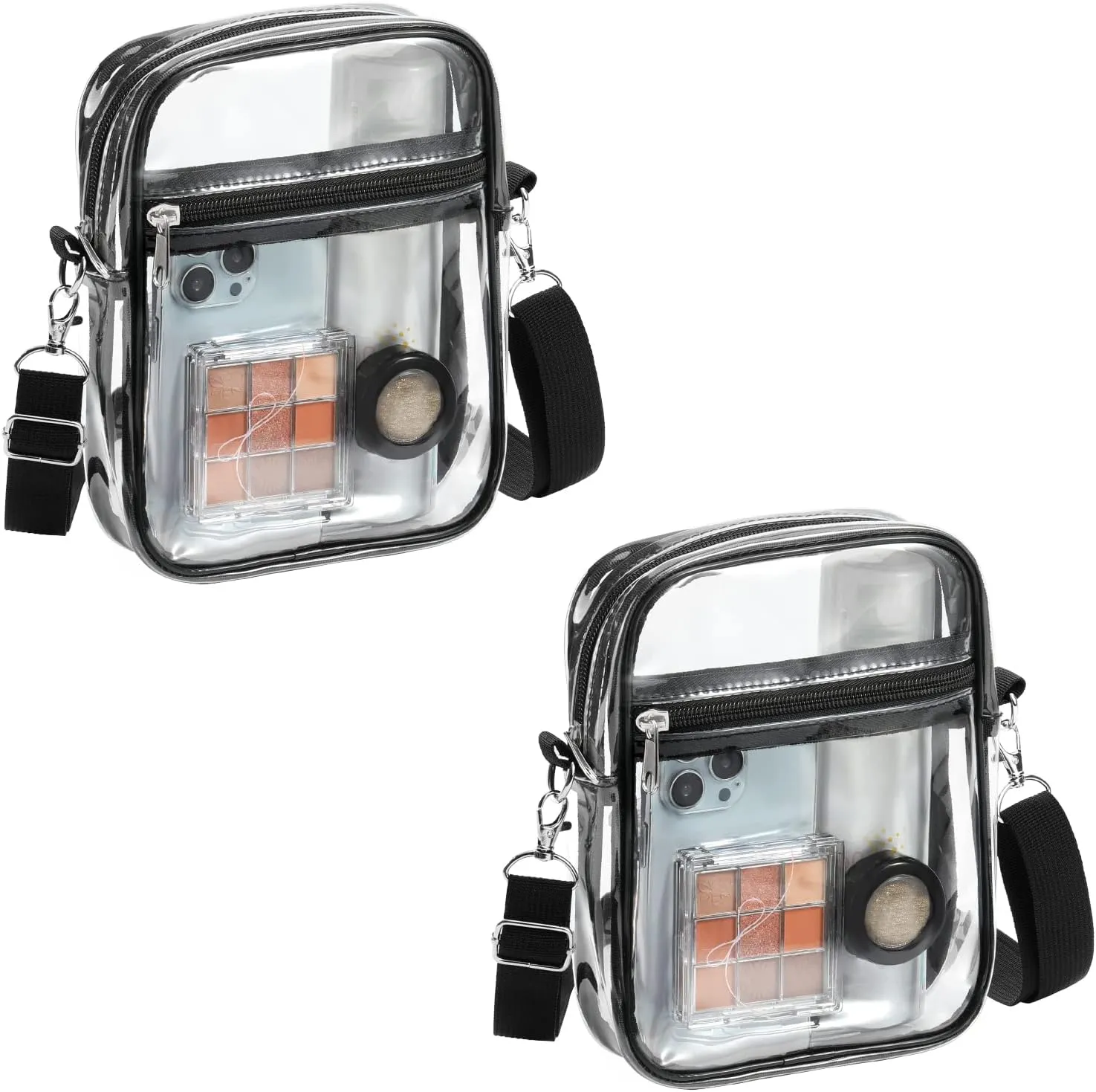 MoKo Clear Bag Stadium Approved 2Pack, Clear Crossbody Bag Purse Waterproof PVC Pocket with Detachable Strap for Sports Events, Concerts, Festivals