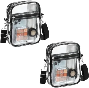 MoKo Clear Bag Stadium Approved 2Pack, Clear Crossbody Bag Purse Waterproof PVC Pocket with Detachable Strap for Sports Events, Concerts, Festivals