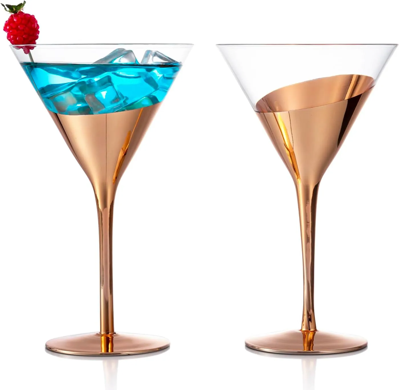 MyGift 8-Ounce Modern Metallic Gold Tone Martini Glasses, Elegant Golden Drinking Glass for a Cocktail Party, Wedding, or Anniversary Dinner, Set of 4 (Copper)