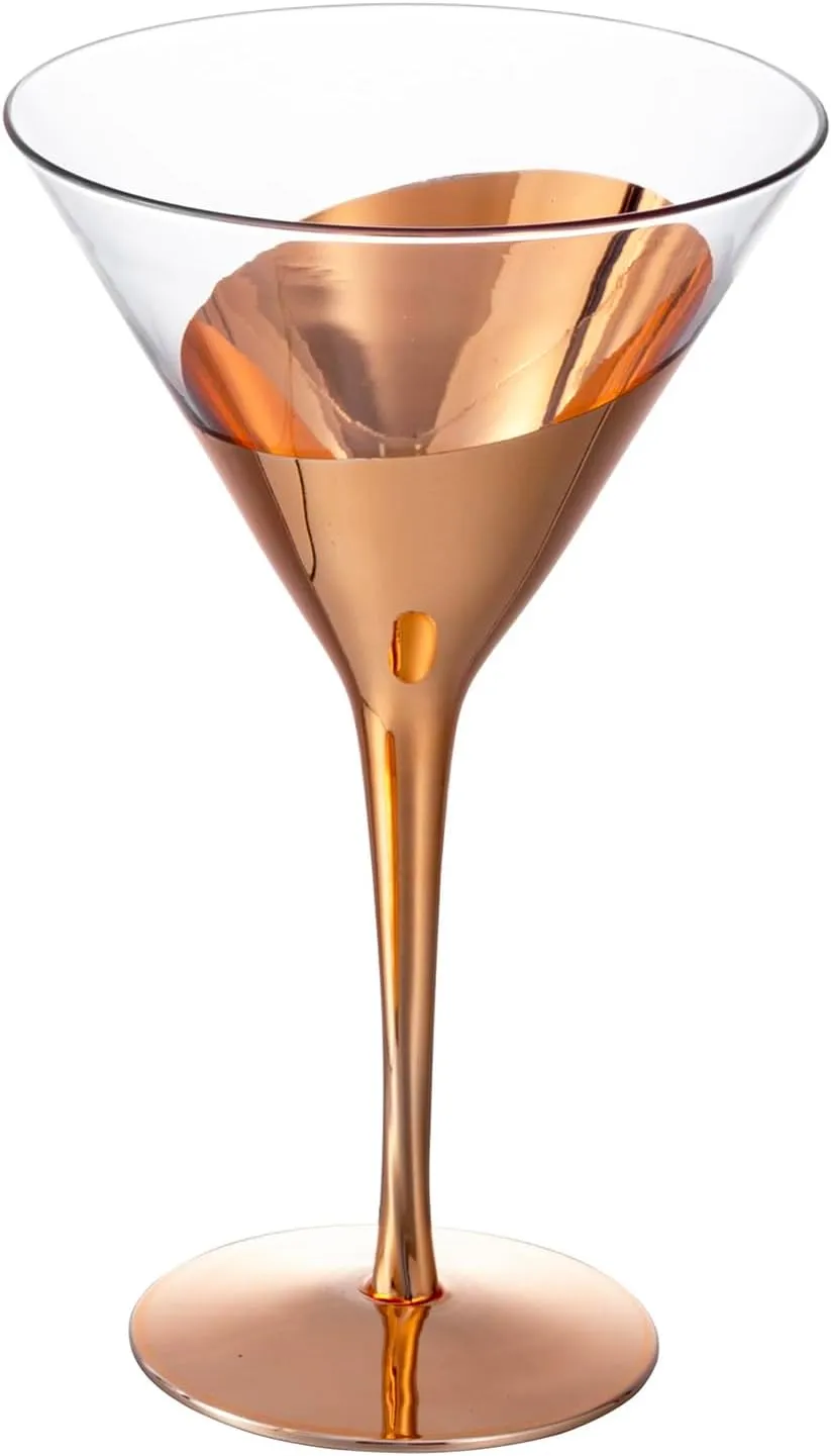 MyGift 8-Ounce Modern Metallic Gold Tone Martini Glasses, Elegant Golden Drinking Glass for a Cocktail Party, Wedding, or Anniversary Dinner, Set of 4 (Copper)