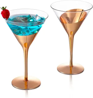 MyGift 8-Ounce Modern Metallic Gold Tone Martini Glasses, Elegant Golden Drinking Glass for a Cocktail Party, Wedding, or Anniversary Dinner, Set of 4 (Copper)