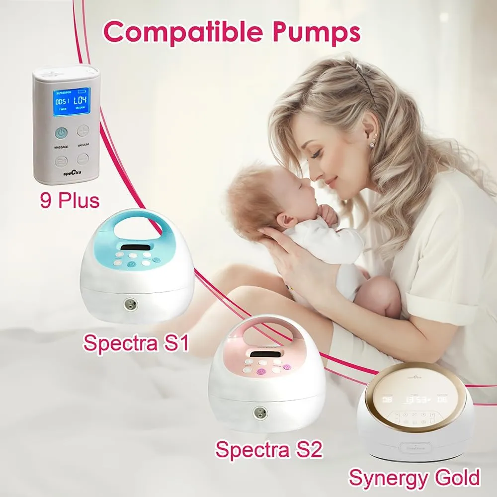 Nenesupply 21mm 2 pc Flanges Duckbill Valves Compatible with Spectra S2 S1 9 Plus Synergy Gold Breastpump Replacement to Spectra Pump Parts Flange Accessories Wide Mouth Work with Backflow Protector