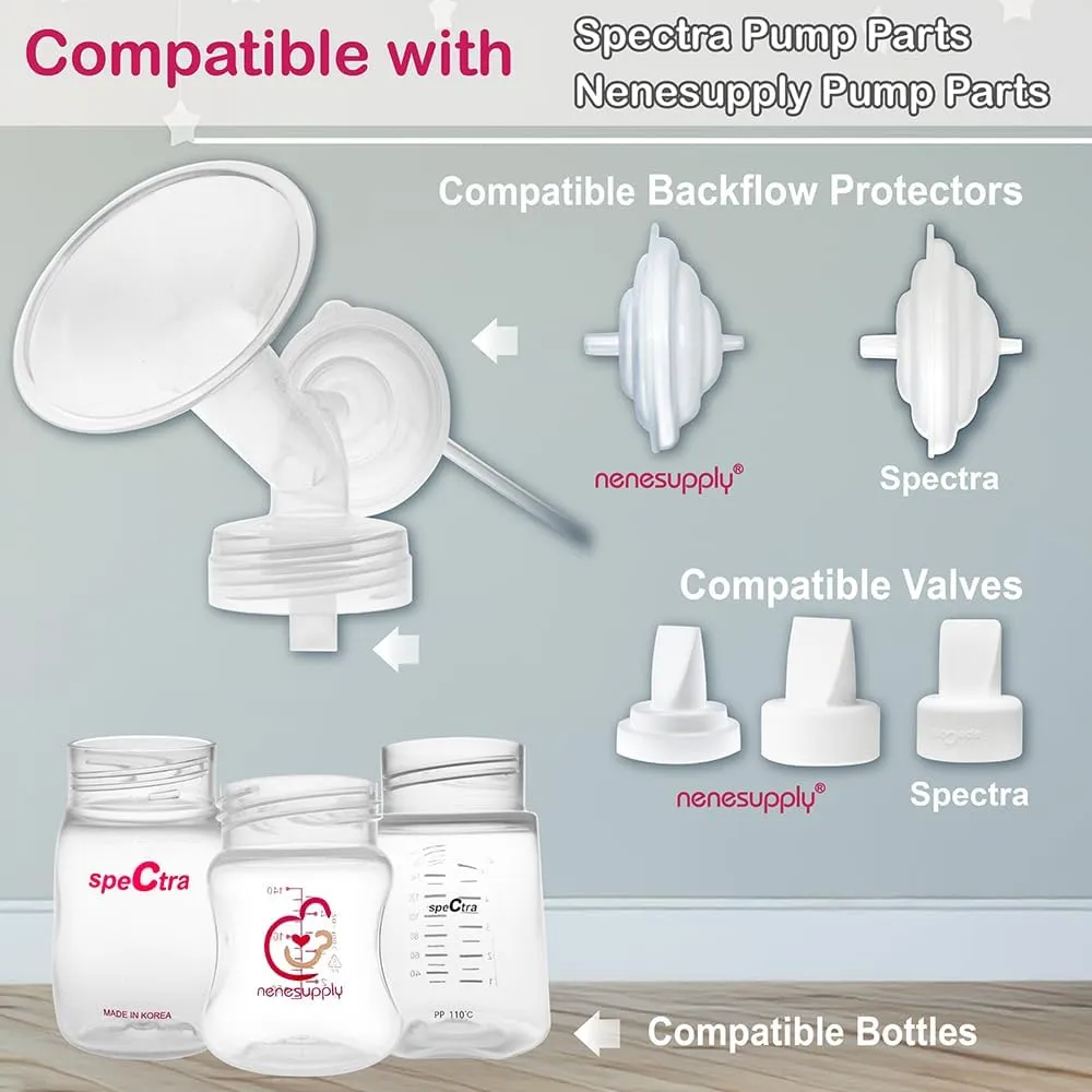 Nenesupply 21mm 2 pc Flanges Duckbill Valves Compatible with Spectra S2 S1 9 Plus Synergy Gold Breastpump Replacement to Spectra Pump Parts Flange Accessories Wide Mouth Work with Backflow Protector